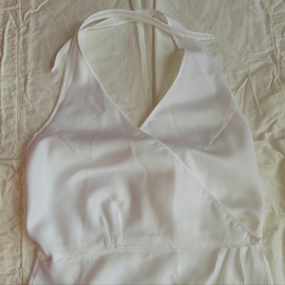 White Silk Halter Dress - Picture 1 of 7